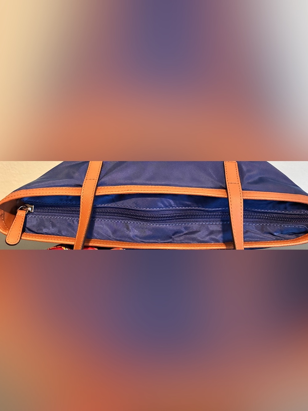 Michael Kors Kempton Blue Nylon Tote with Tan Saffiano Leather, EUC, Retail $85 - Picture 11 of 15